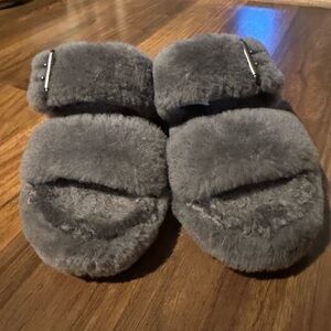 UGG Gray Fluffy Slippers